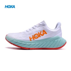 Hoka Carbon X2 White Orange Ltblue Women Men Sport Shoes