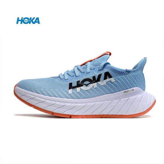 Hoka Carbon X3 Ltblue Orange White Women Men Sport Shoes