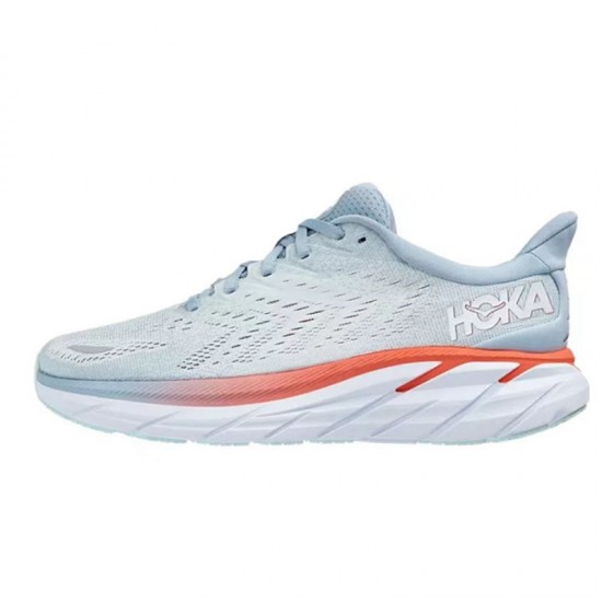 Hoka Clifton 8 Grey Orange Women Men Sport Shoes