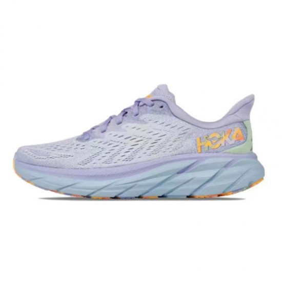 Hoka Clifton 8 Grey Purple Ltblue Women Men Sport Shoes