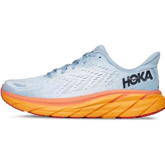 Hoka Clifton 8 Ltblue Orange Women Men Sport Shoes