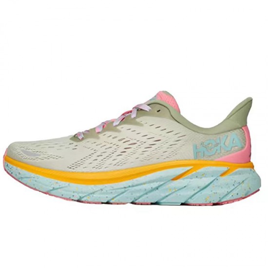 Hoka Clifton 8 Pink LtGreen Blue Yellow Women Men Sport Shoes