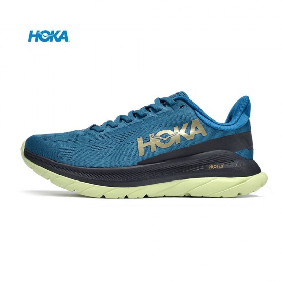 Hoka Mach 4 Deep Blue LtYellow Black Women Men Sport Shoes